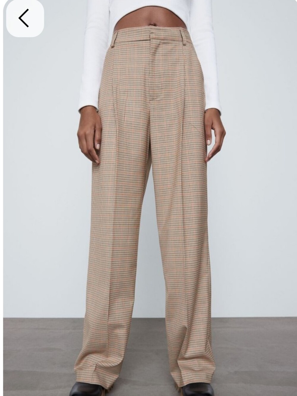 NWT Zara Houndstooth Trousers High Waisted S Tall Long Plaid Pants